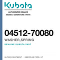 Genuine Kubota washer,spring, part number 04512-70080 — Alpine Equipment