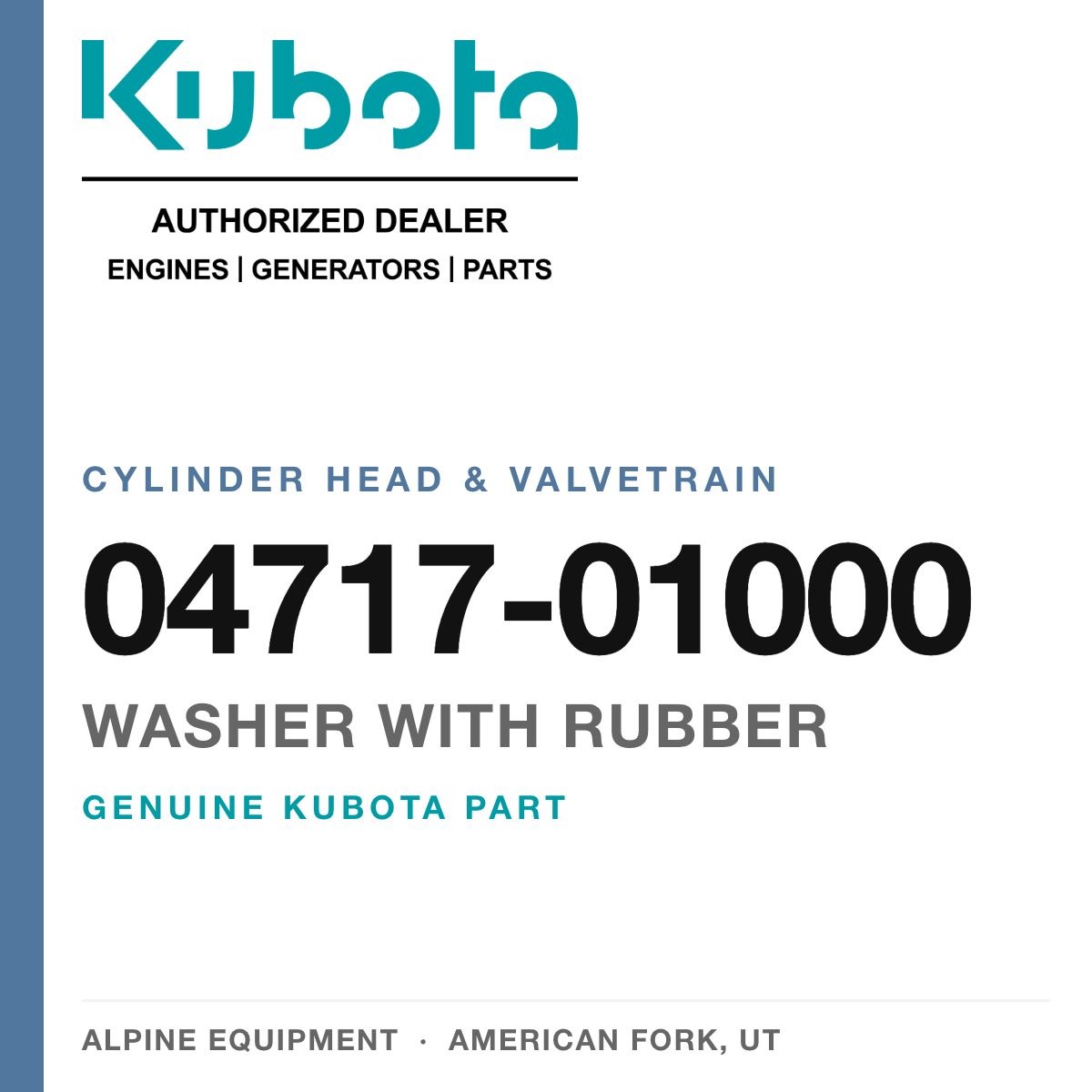 Genuine Kubota washer with rubber, part number 04717-01000 — Alpine Equipment