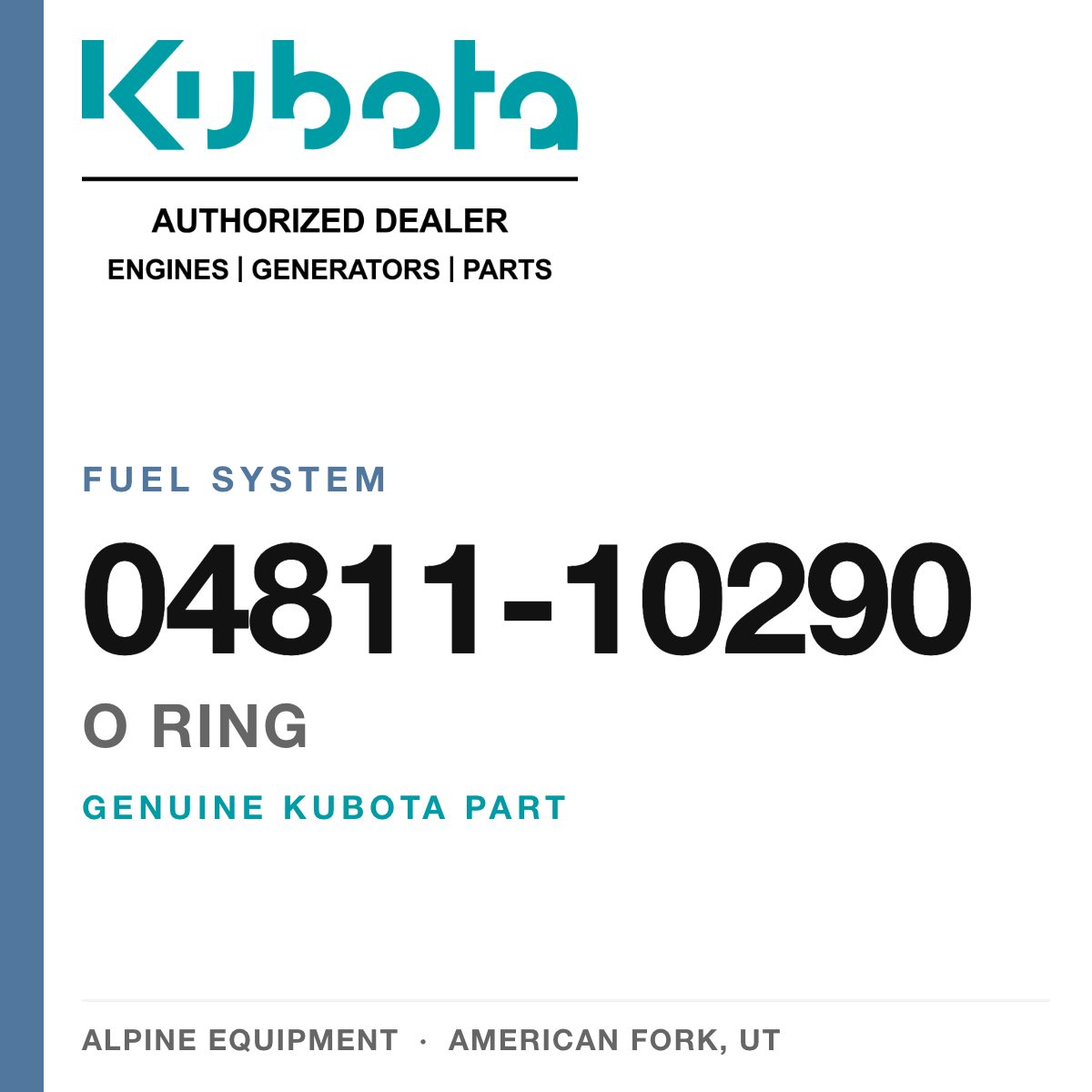 Genuine Kubota o ring, part number 04811-10290 — Alpine Equipment