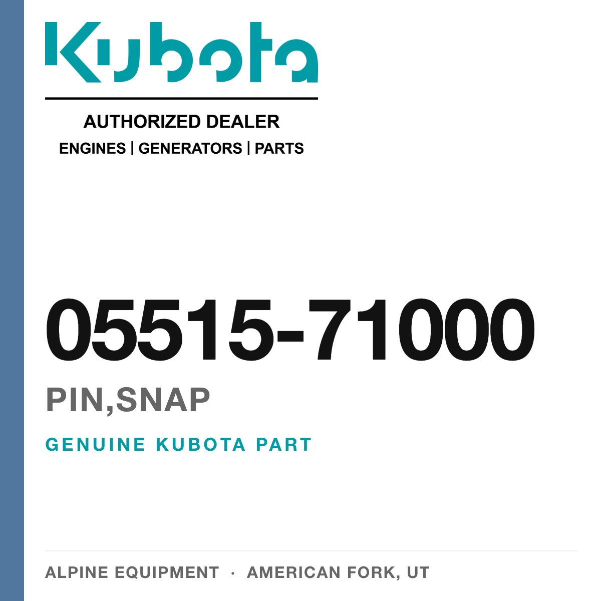 Genuine Kubota pin,snap, part number 05515-71000 — Alpine Equipment