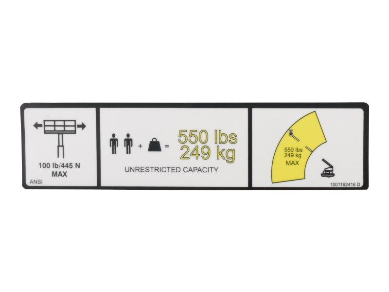 1001162416 | DECAL,550LBS MAX CAPACITY