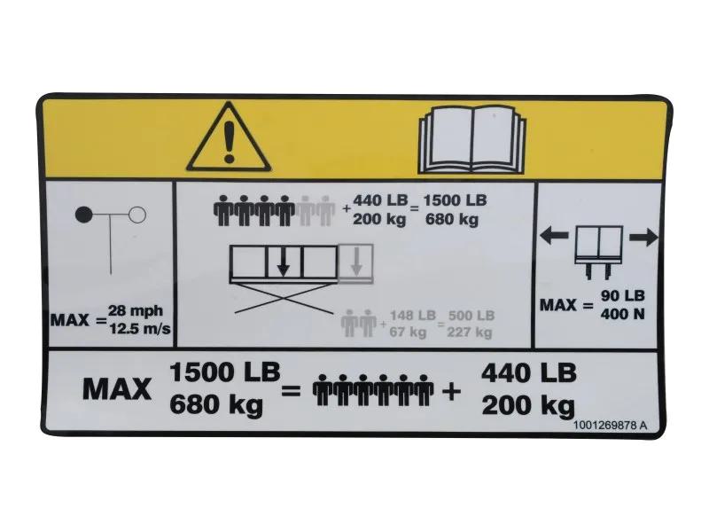 1001269878 | DECAL,CAPACITY 1500LBS/680KG
