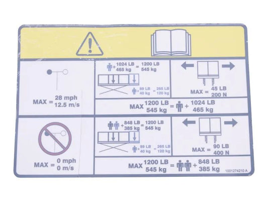 1001274210 | DECAL,CAPACITY(1200 LB/545 KG)