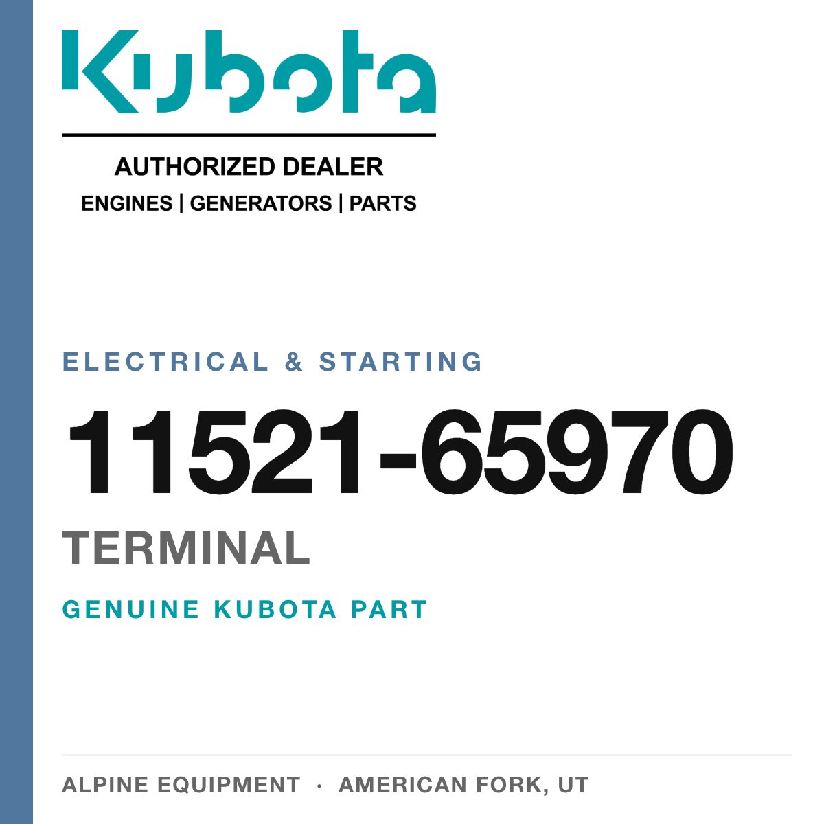 Genuine Kubota terminal, part number 11521-65970 — Alpine Equipment