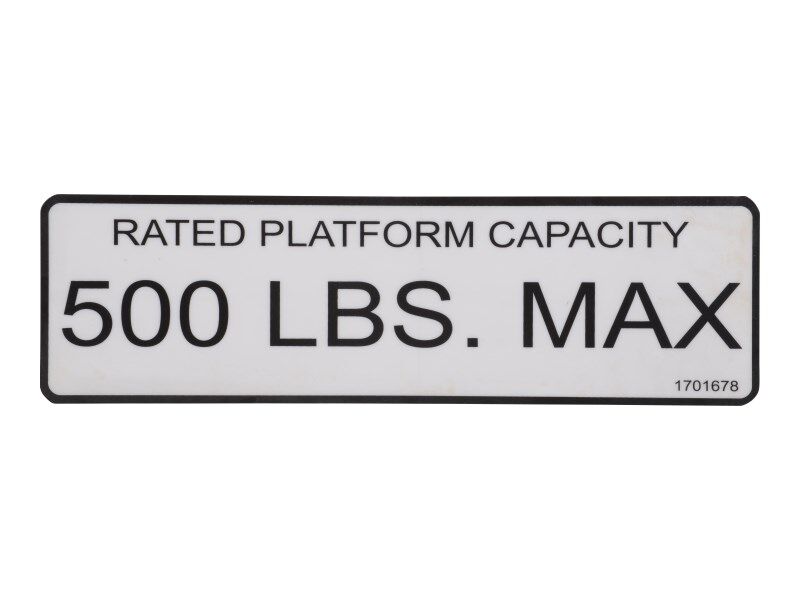 1701678 | DECAL, 500 LB. CAP.