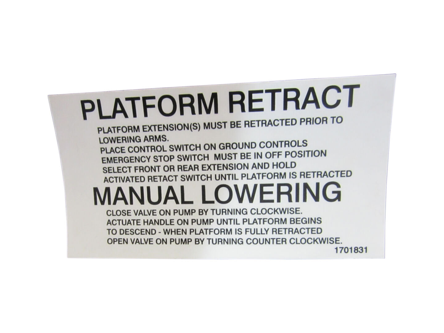 1701831 | DECAL, (MAN LOWERING)