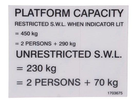 1703675 | DECAL, PLATFORM CAPACITY