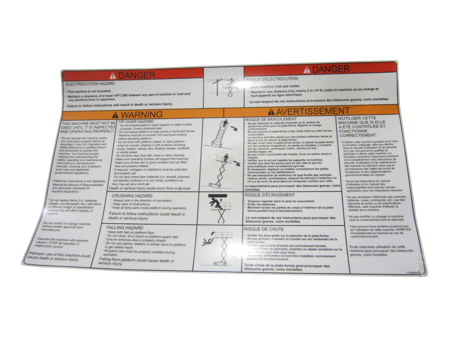 1704684 | DECAL,DANGER/WARNING(ENG/FRE)
