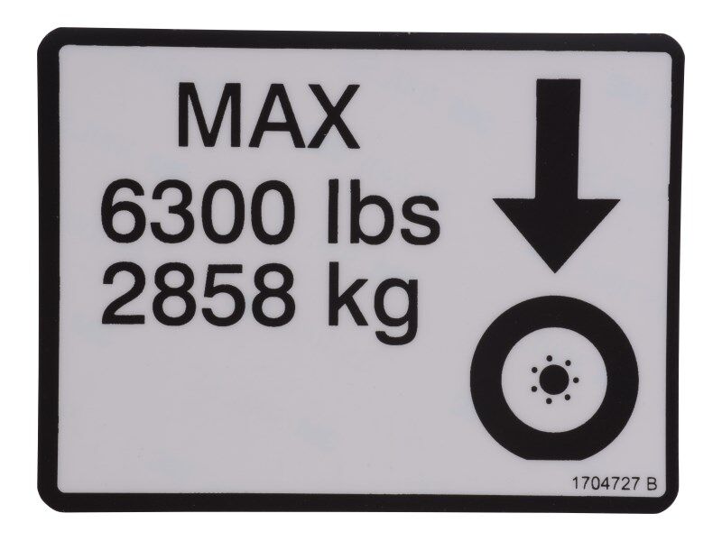 1704727 | DECAL,MAX TIRE LOAD 6300#