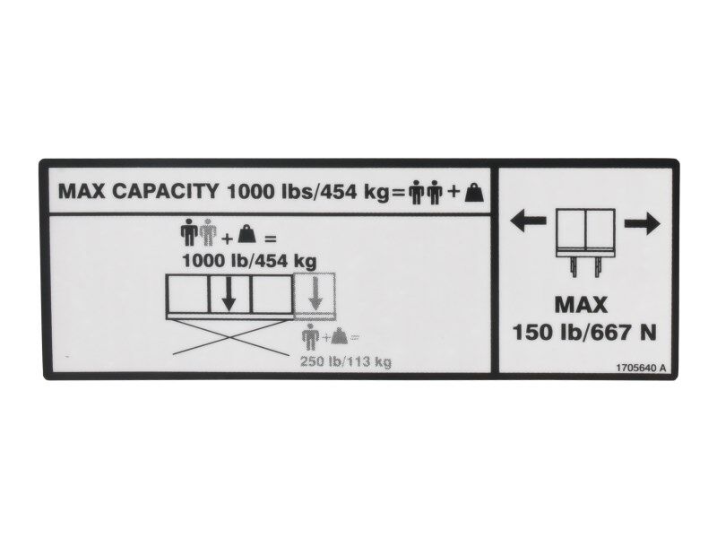 1705640 | DECAL,CAPACITY 1000LB - 454KG