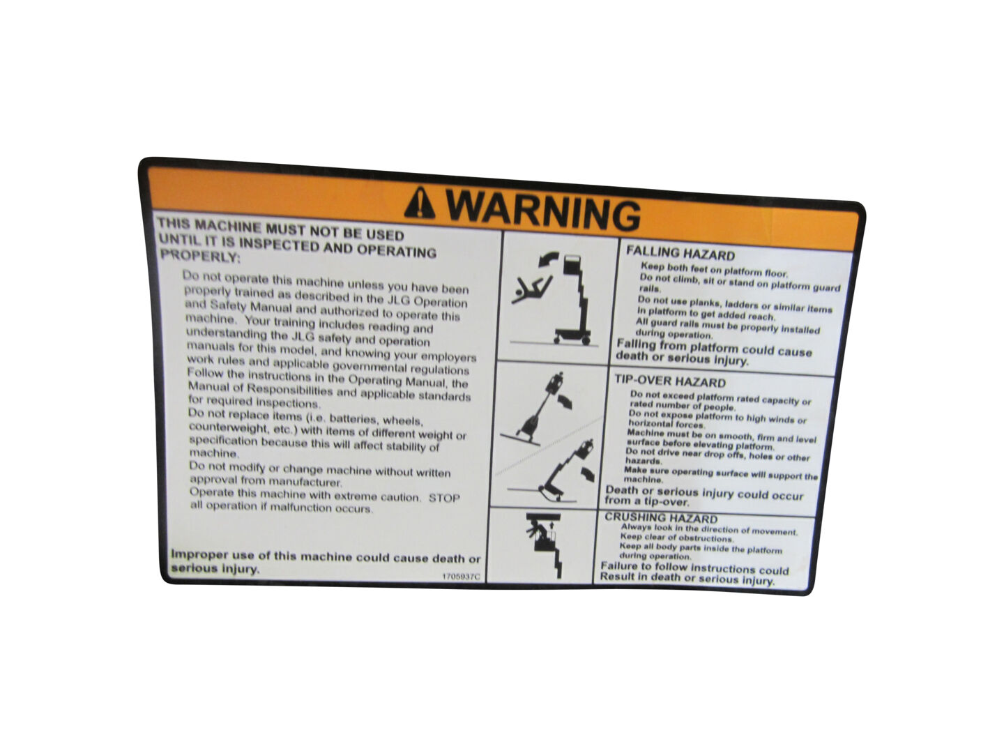 1705937 | DECAL, WARNING SSV-10