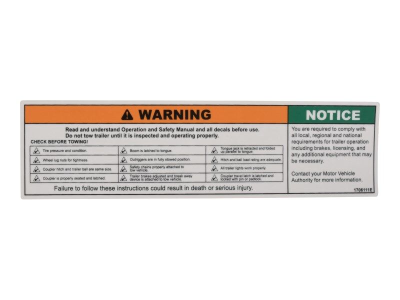 1706111 | DECAL, WARNING MACHINE OPERAT.