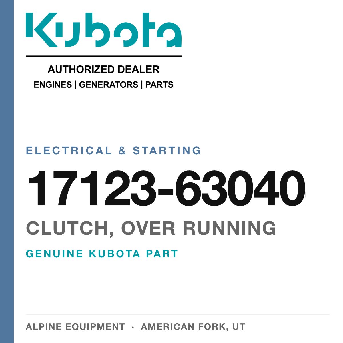 Genuine Kubota clutch, over running, part number 17123-63040 — Alpine Equipment