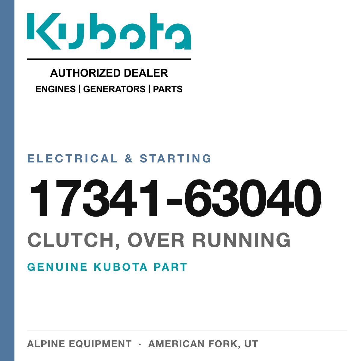 Genuine Kubota clutch, over running, part number 17341-63040 — Alpine Equipment