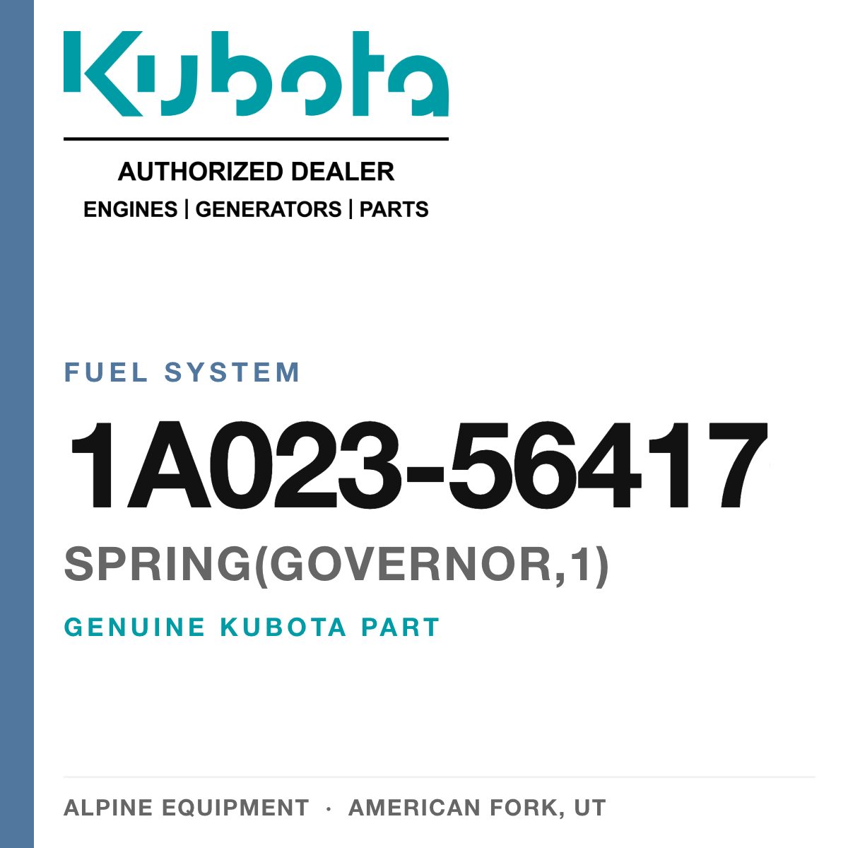 Genuine Kubota SPRING(GOVERNOR,1), part number 1A023-56417 — Alpine Equipment