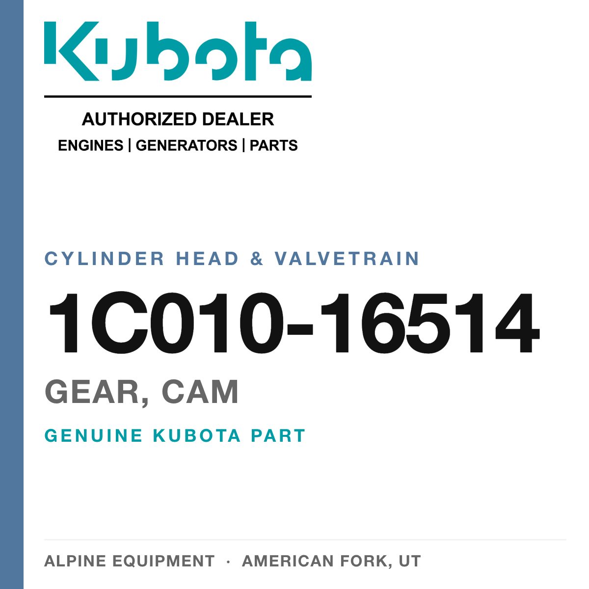 Genuine Kubota gear, cam, part number 1C010-16514 — Alpine Equipment