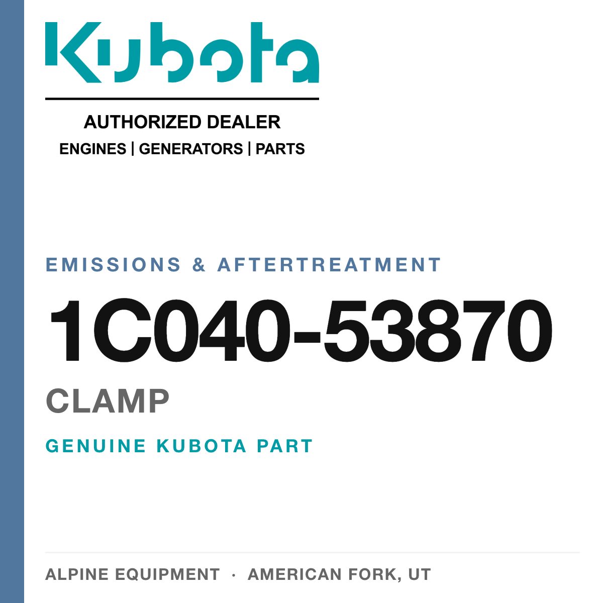 Genuine Kubota clamp, part number 1C040-53870 — Alpine Equipment