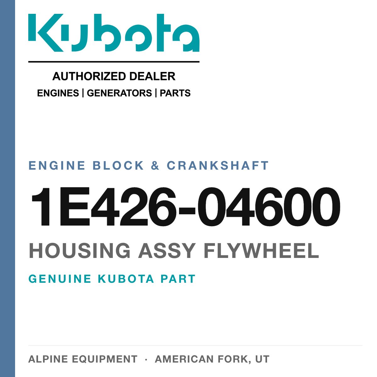 Genuine Kubota housing assy flywheel, part number 1E426-04600 — Alpine Equipment