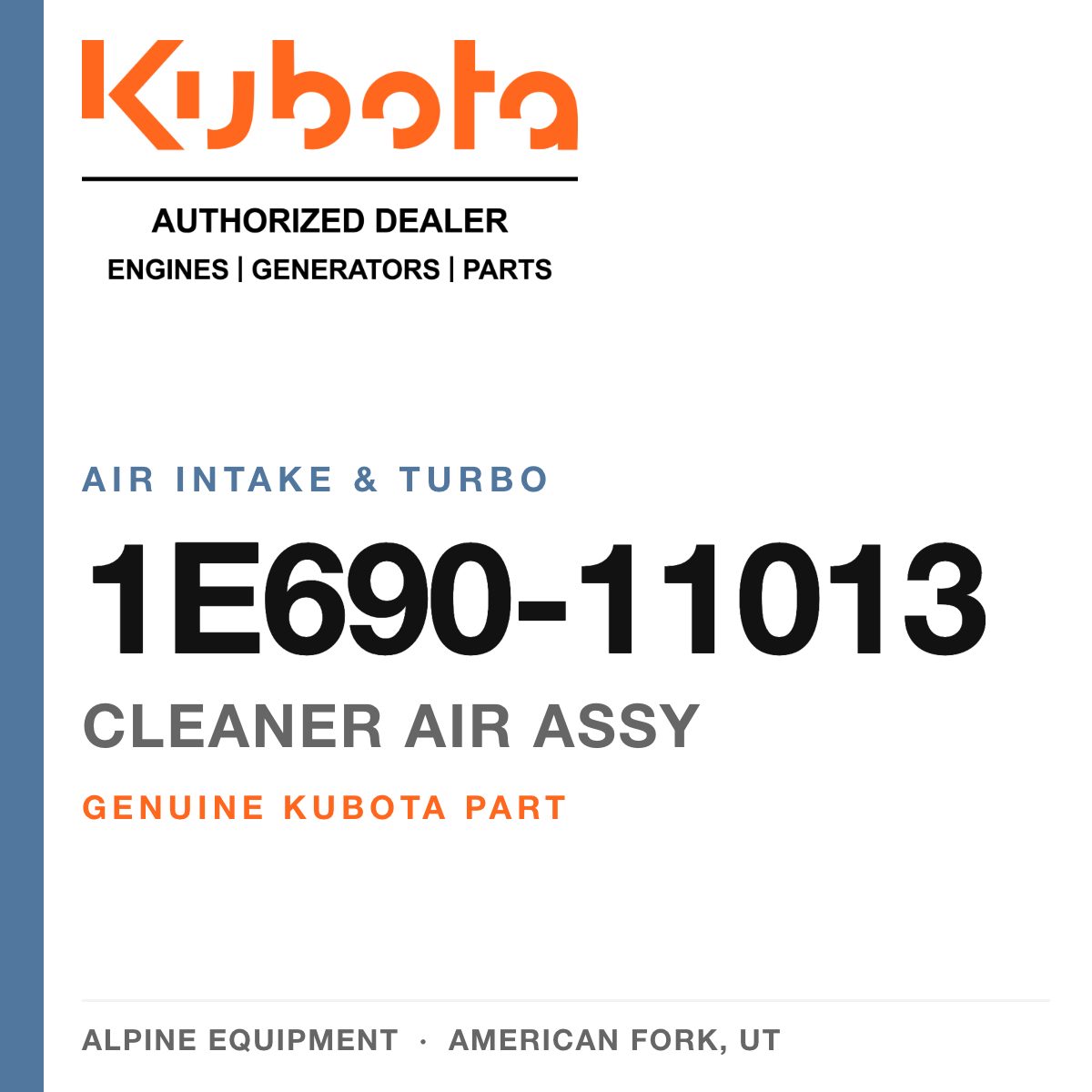 Genuine Kubota cleaner air assy, part number 1E690-11013 — Alpine Equipment
