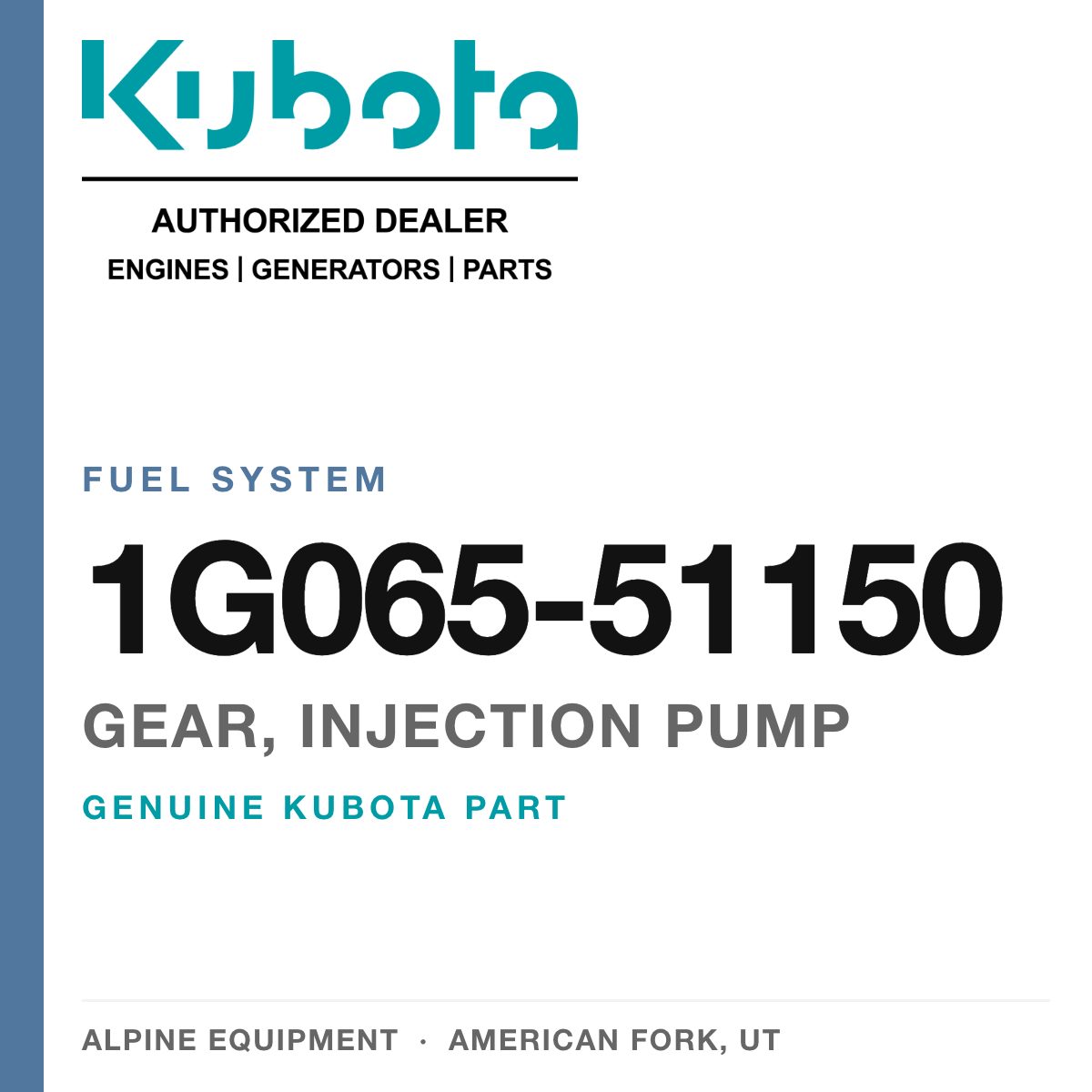 Genuine Kubota gear, injection pump, part number 1G065-51150 — Alpine Equipment