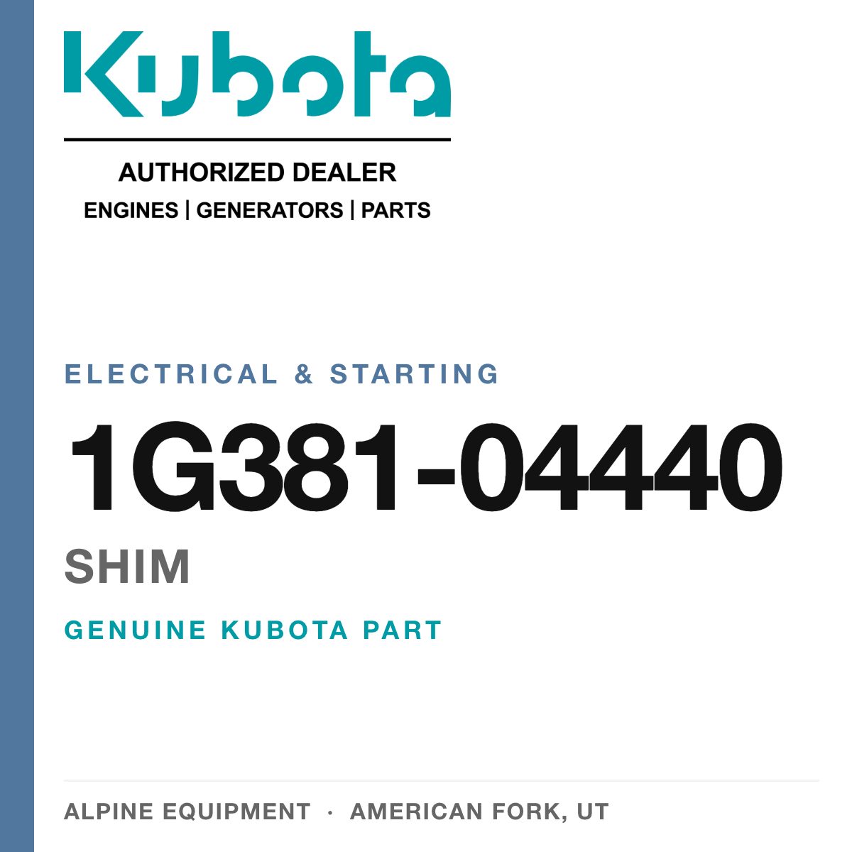 Genuine Kubota shim, part number 1G381-04440 — Alpine Equipment
