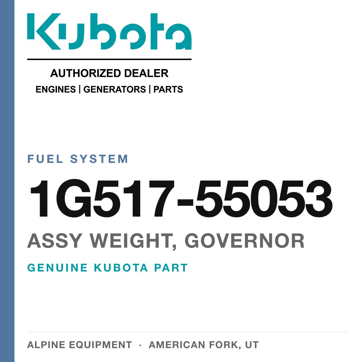 Genuine Kubota assy weight, governor, part number 1G517-55053 — Alpine Equipment