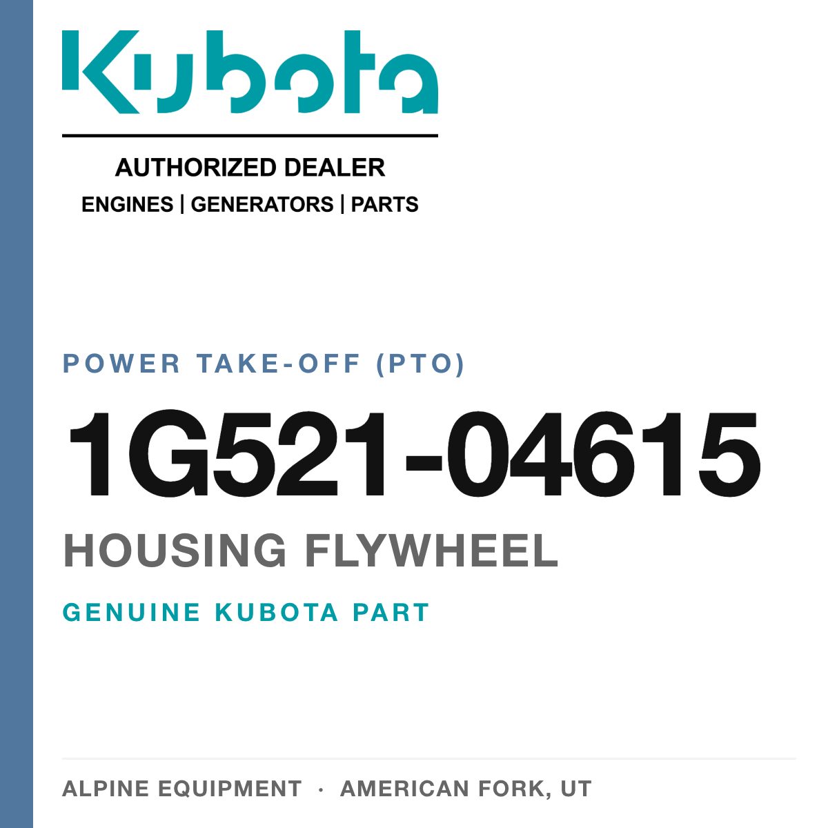 Genuine Kubota housing flywheel, part number 1G521-04615 — Alpine Equipment