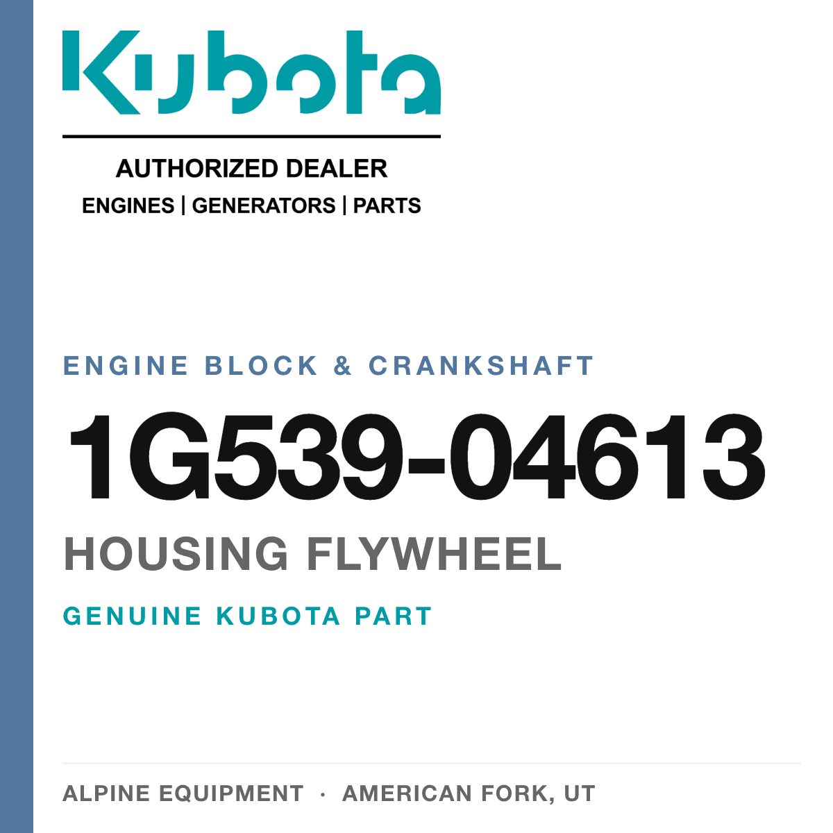 Genuine Kubota housing flywheel, part number 1G539-04613 — Alpine Equipment