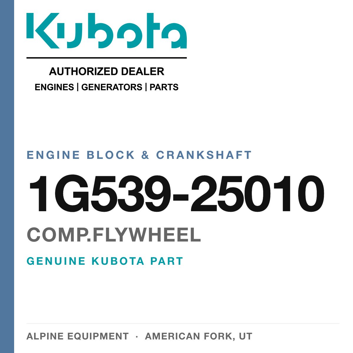 Genuine Kubota comp.flywheel, part number 1G539-25010 — Alpine Equipment