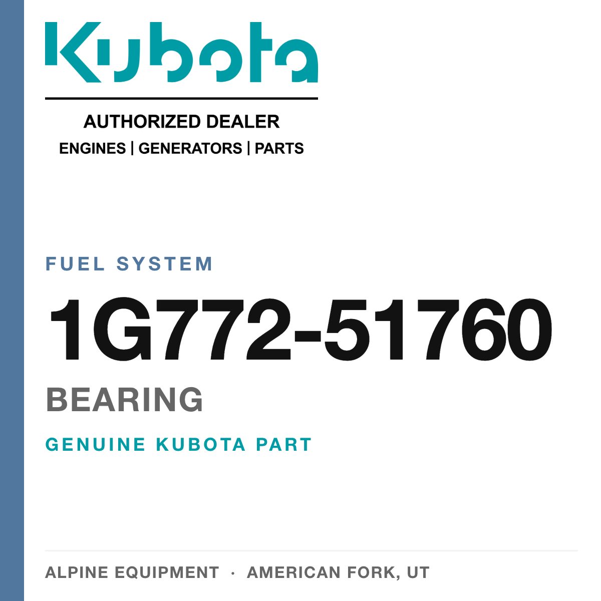 Genuine Kubota bearing, part number 1G772-51760 — Alpine Equipment