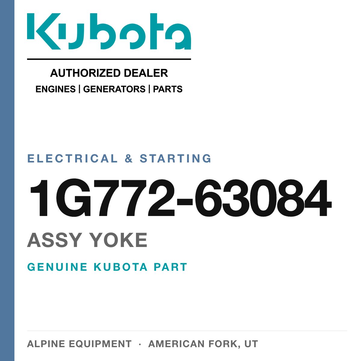 Genuine Kubota assy yoke, part number 1G772-63084 — Alpine Equipment