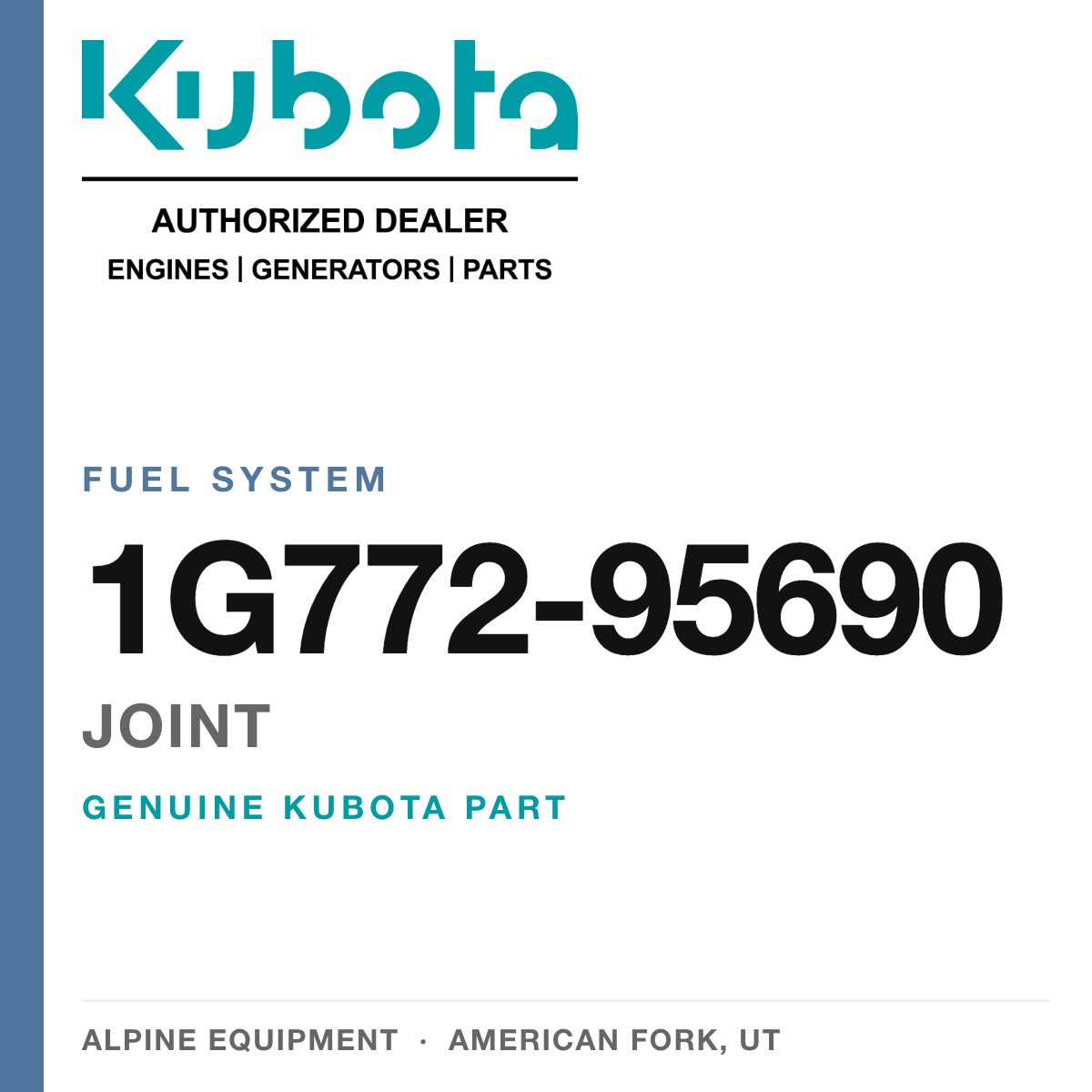 Genuine Kubota joint, part number 1G772-95690 — Alpine Equipment