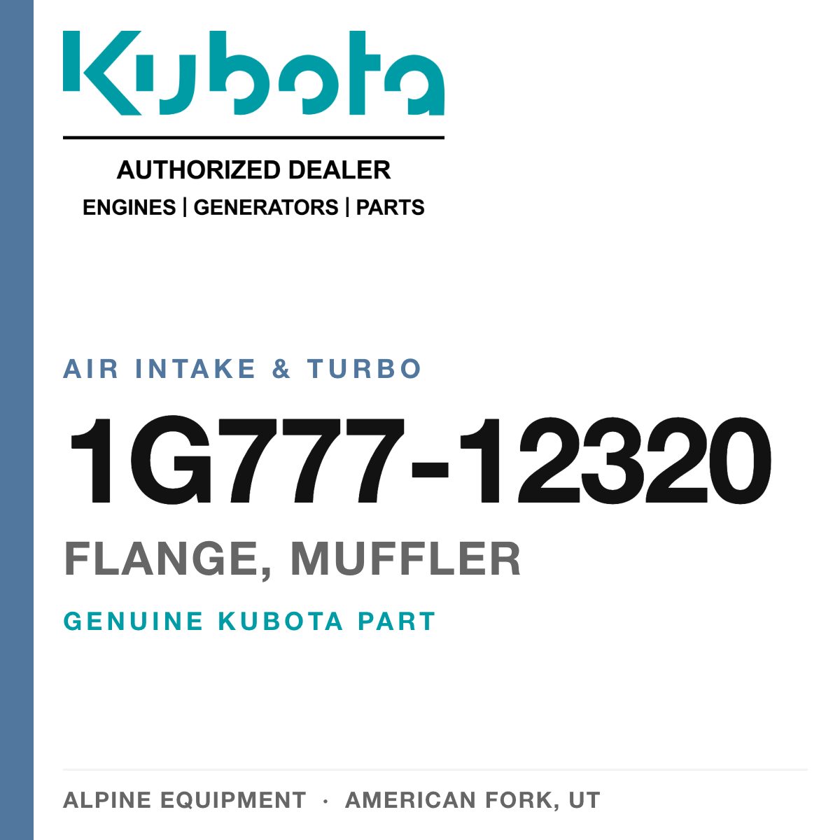 Genuine Kubota flange, muffler, part number 1G777-12320 — Alpine Equipment