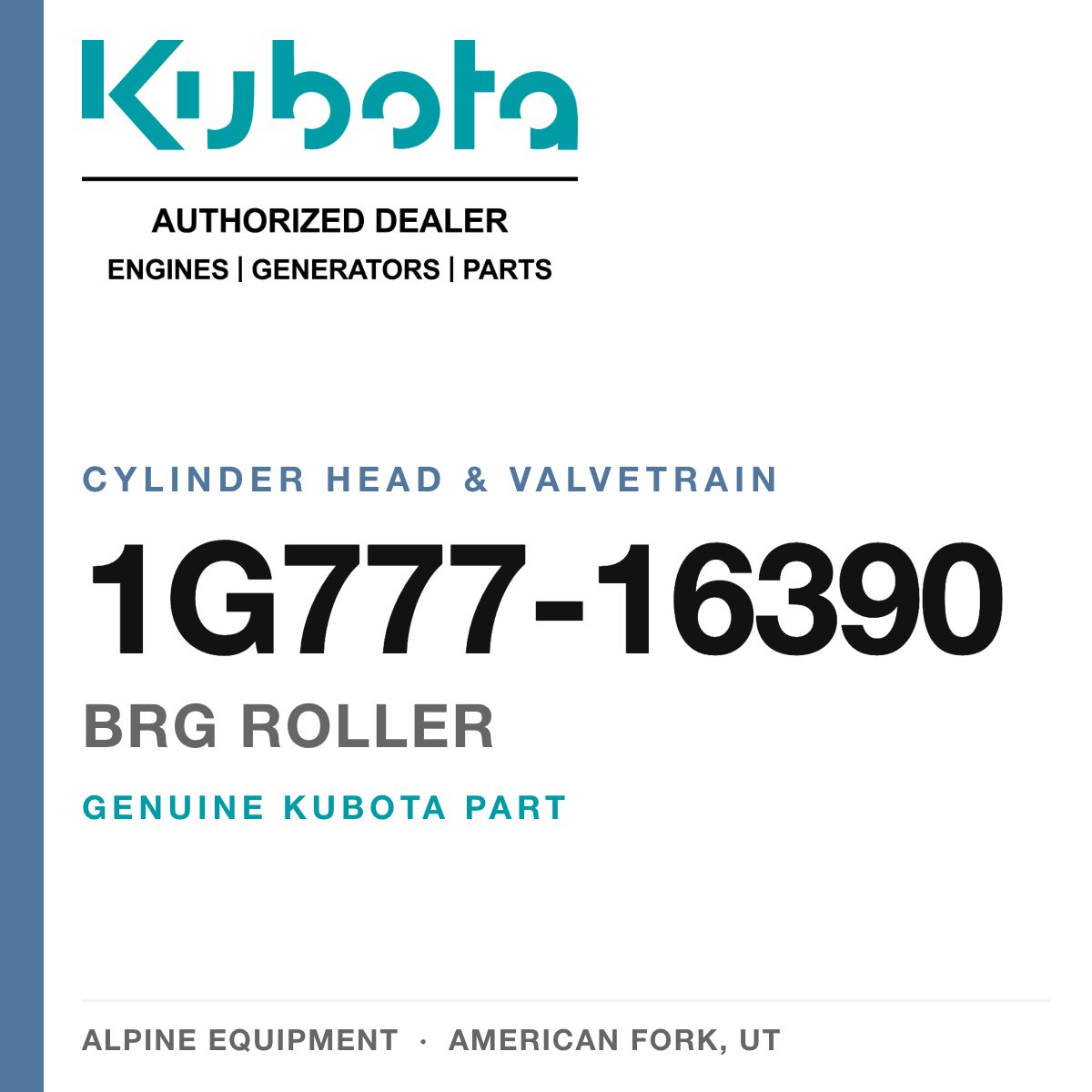 Genuine Kubota brg roller, part number 1G777-16390 — Alpine Equipment