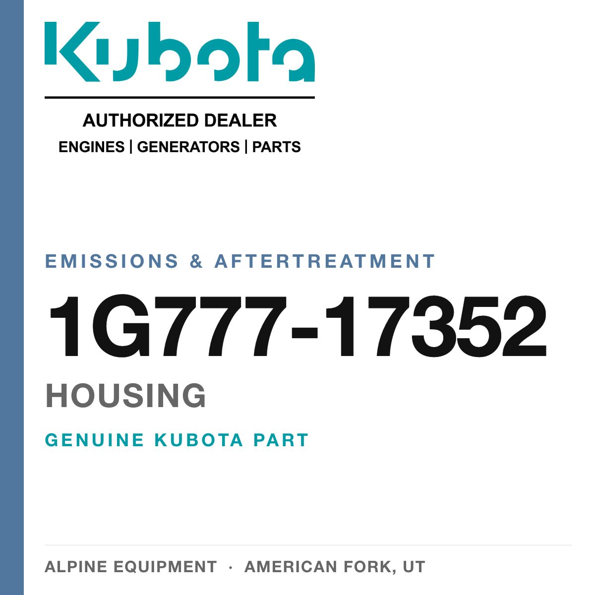 Genuine Kubota housing, part number 1G777-17352 — Alpine Equipment