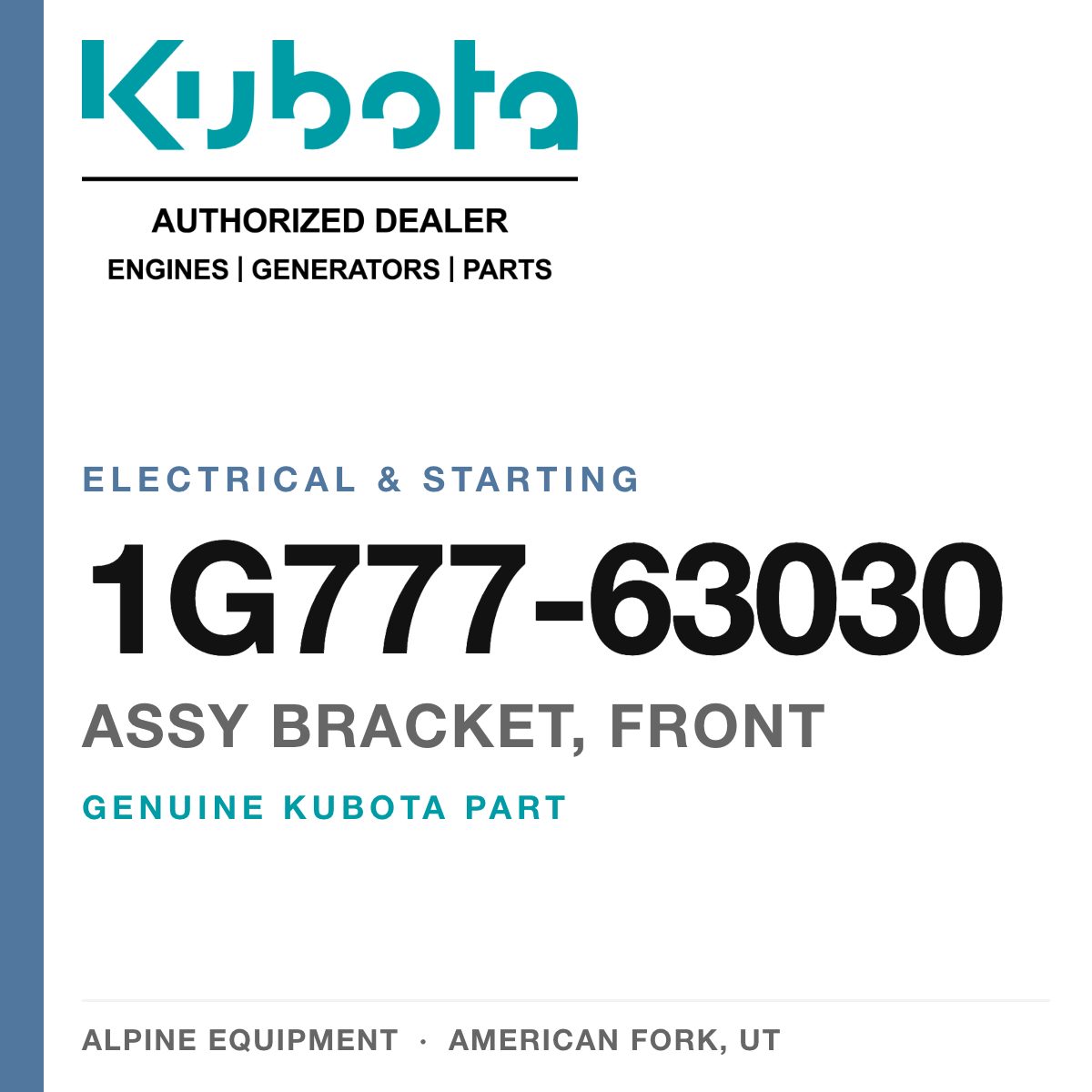Genuine Kubota assy bracket, front, part number 1G777-63030 — Alpine Equipment