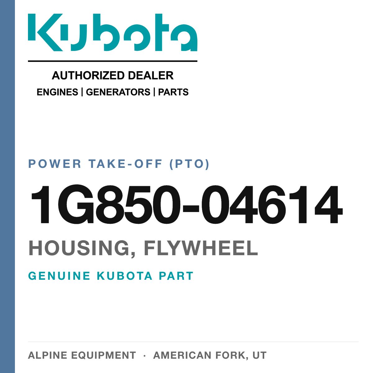 Genuine Kubota housing, flywheel, part number 1G850-04614 — Alpine Equipment