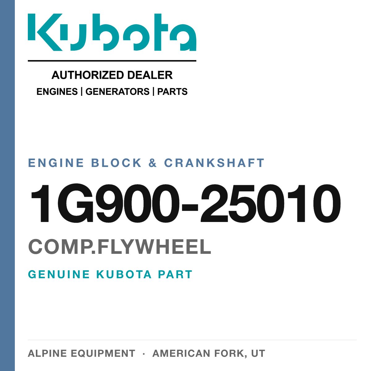 Genuine Kubota comp.flywheel, part number 1G900-25010 — Alpine Equipment