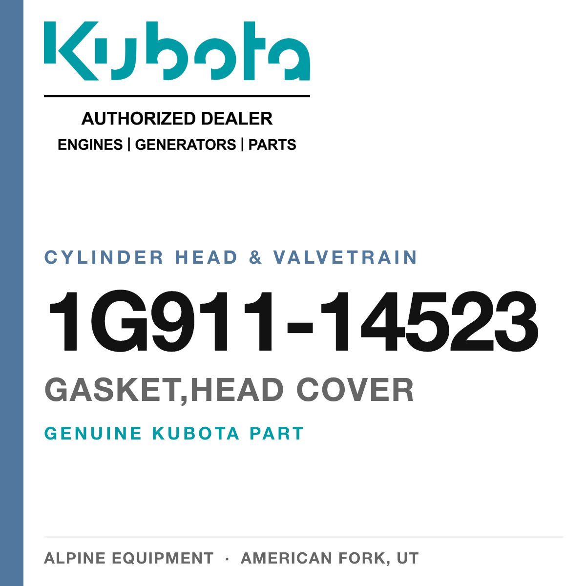 Genuine Kubota gasket,head cover, part number 1G911-14523 — Alpine Equipment