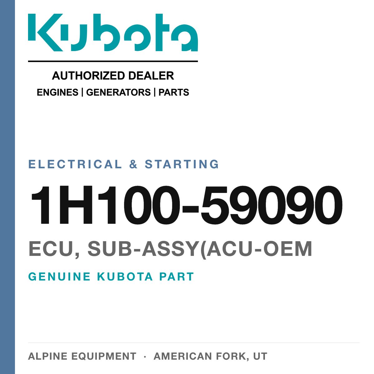Genuine Kubota ecu, sub-assy(acu-oem, part number 1H100-59090 — Alpine Equipment