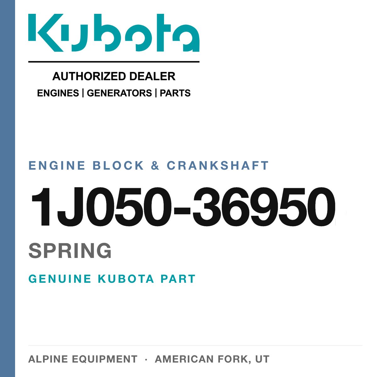 Genuine Kubota spring, part number 1J050-36950 — Alpine Equipment