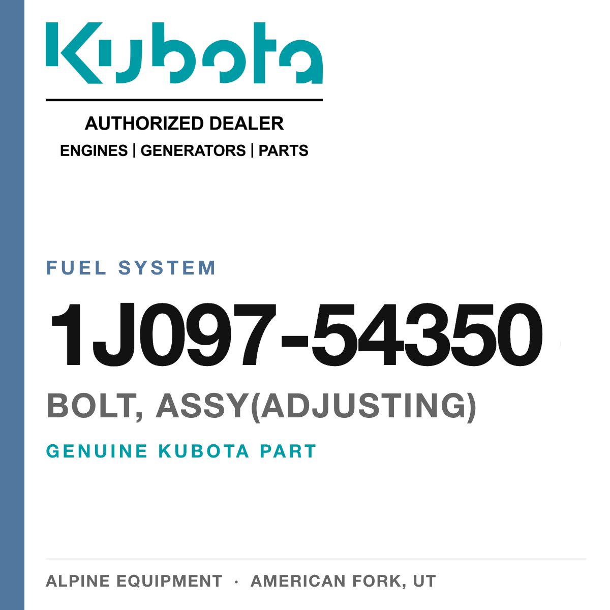 Genuine Kubota bolt, assy(adjusting), part number 1J097-54350 — Alpine Equipment