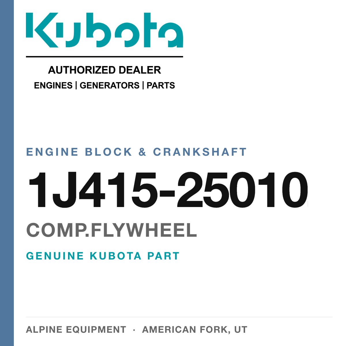 Genuine Kubota comp.flywheel, part number 1J415-25010 — Alpine Equipment