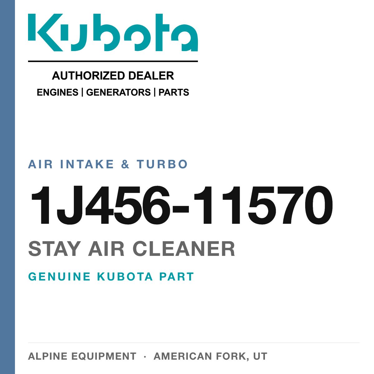 Genuine Kubota stay air cleaner, part number 1J456-11570 — Alpine Equipment