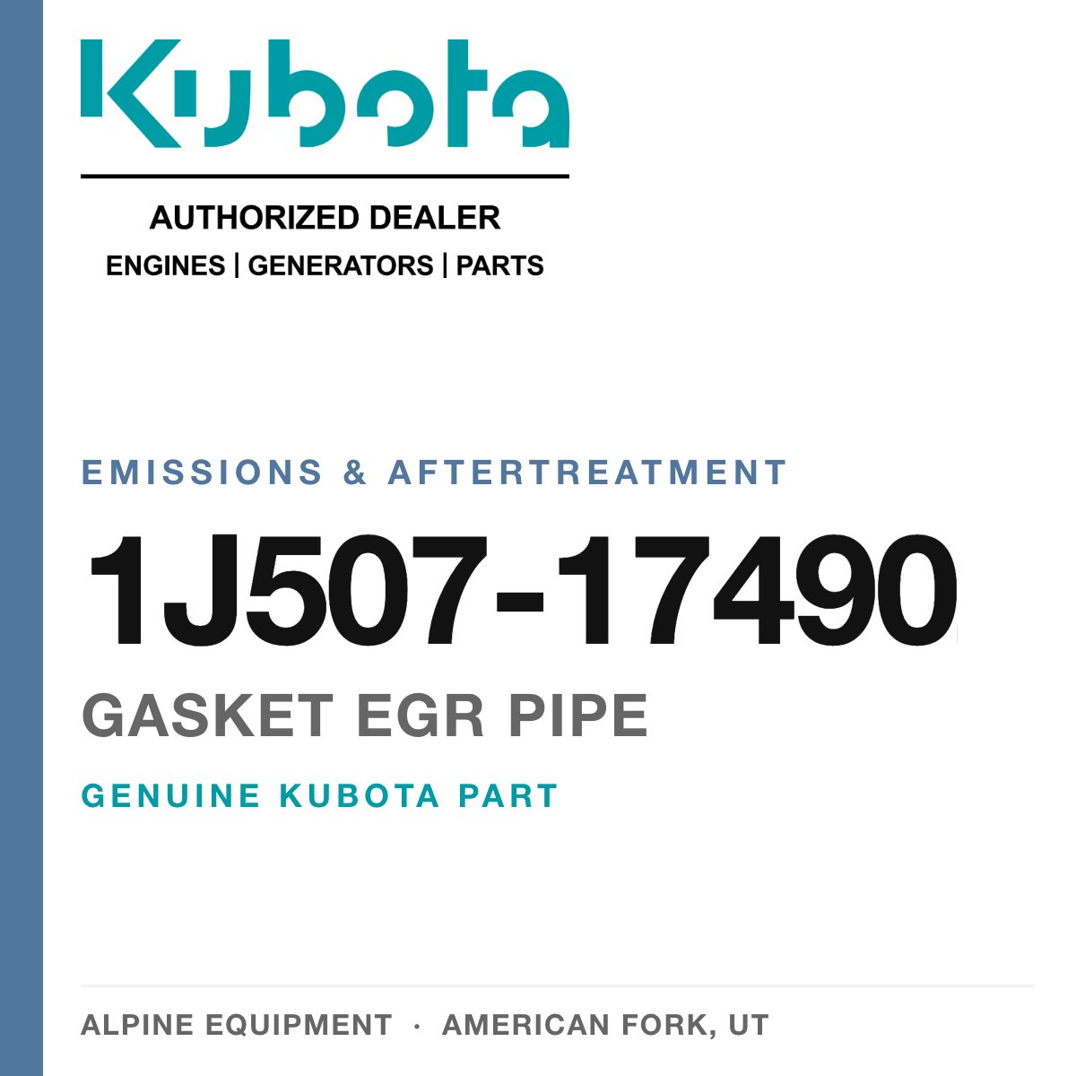 Genuine Kubota gasket egr pipe, part number 1J507-17490 — Alpine Equipment