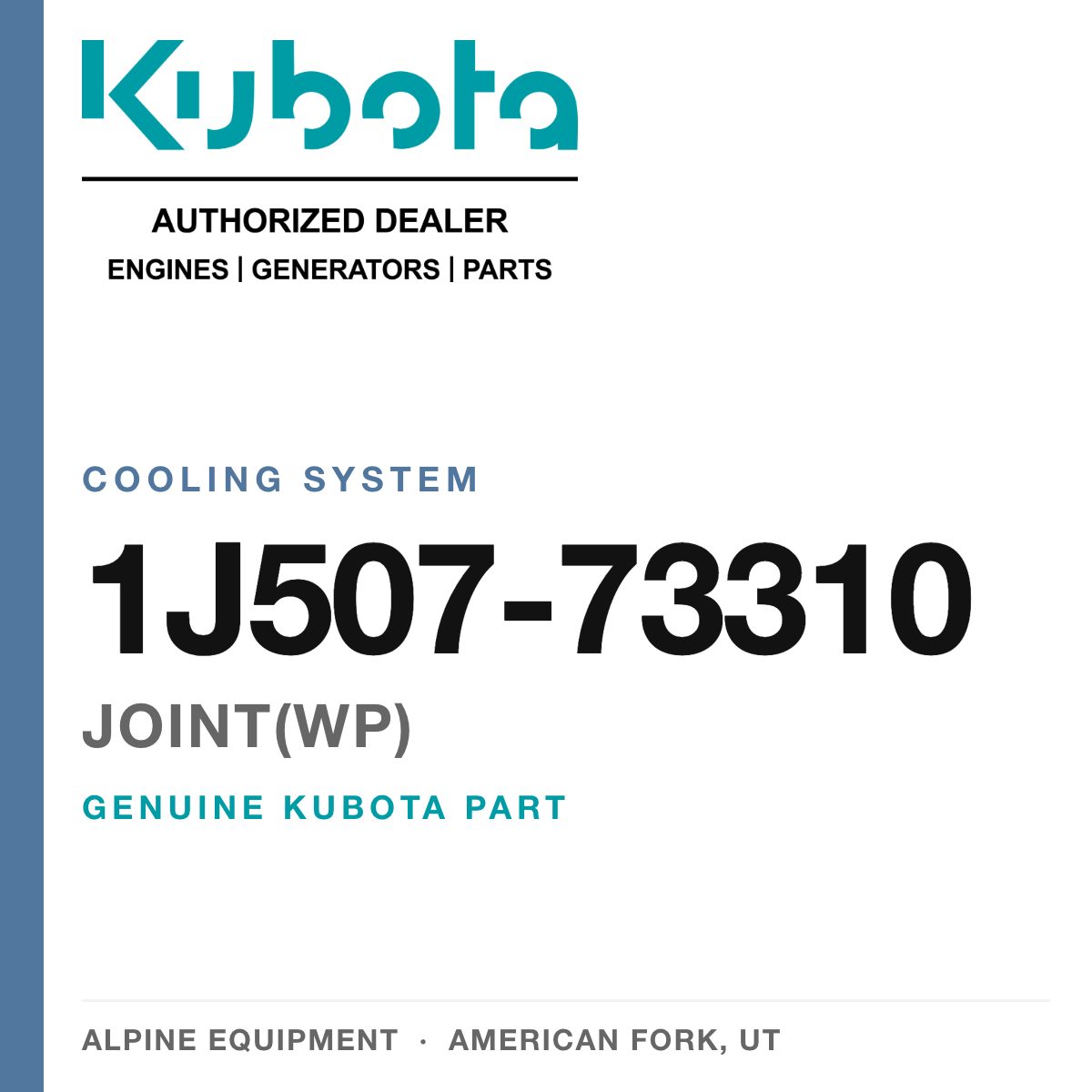 Genuine Kubota joint(wp), part number 1J507-73310 — Alpine Equipment
