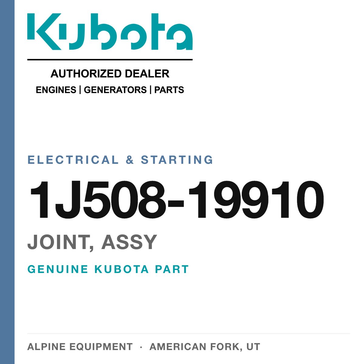 Genuine Kubota joint, assy, part number 1J508-19910 — Alpine Equipment