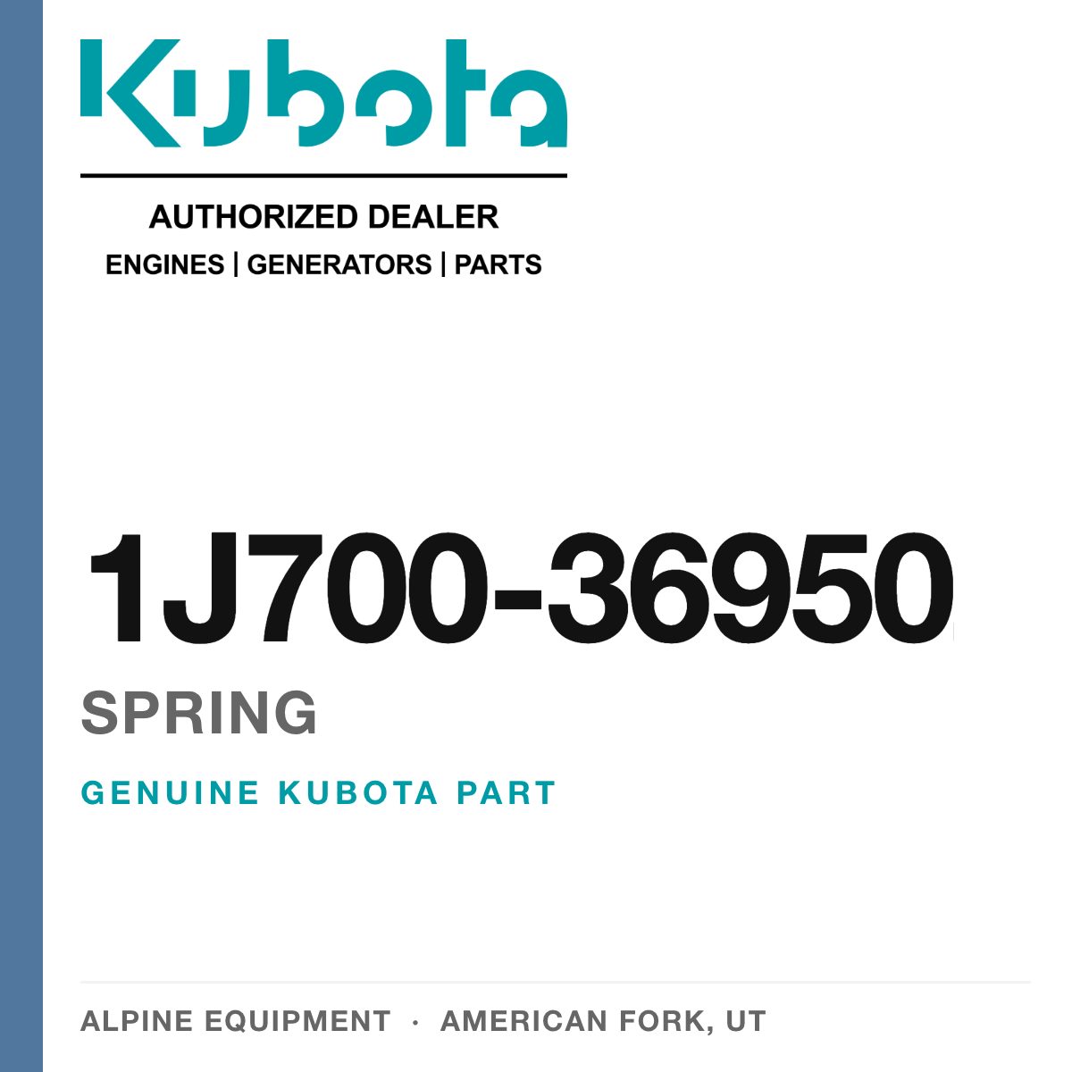 Genuine Kubota spring, part number 1J700-36950 — Alpine Equipment