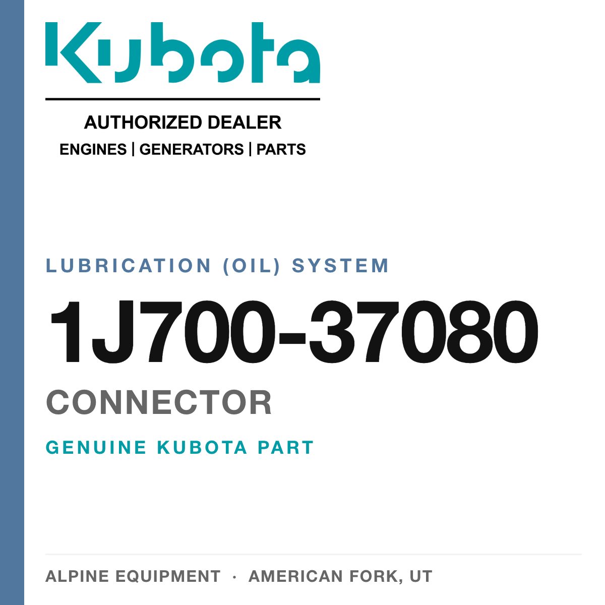 Genuine Kubota connector, part number 1J700-37080 — Alpine Equipment