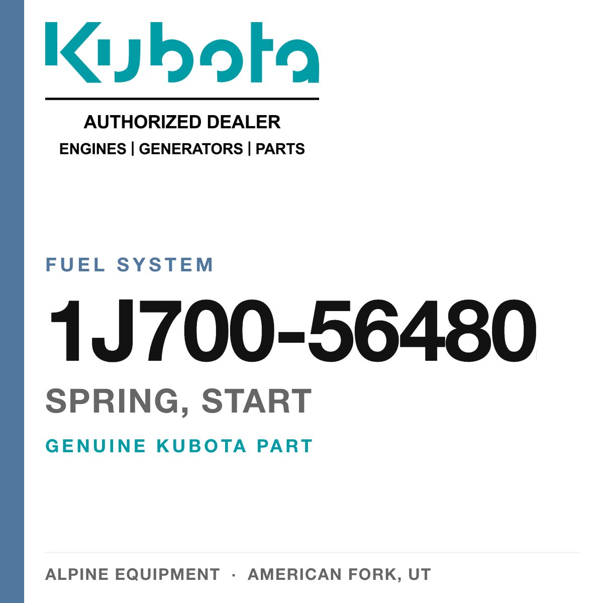 Genuine Kubota spring, start, part number 1J700-56480 — Alpine Equipment